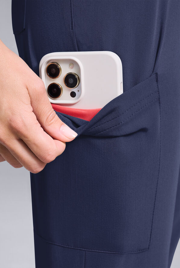 Conjunto de uniforme m&eacute;dico Hypothesis estilo jogger con cuello redondo para mujer - Navy - 4