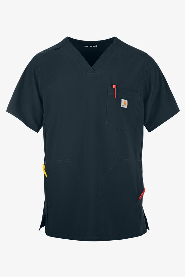 Carhartt Cross-Flex Men's 3-Pocket STRETCH V-Neck Scrub Top - Navy - 1