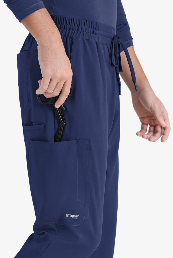 Grey's Anatomy by Barco Evolve STRETCH Voyager Men's 5-Pocket Cargo Jogger Scrub Pants - Indigo - 2