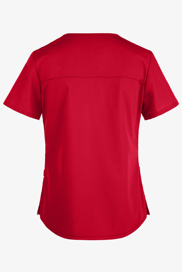 Cherokee Workwear Professionals Women's 3-Pocket STRETCH V-Neck Scrub Top - Red - 2
