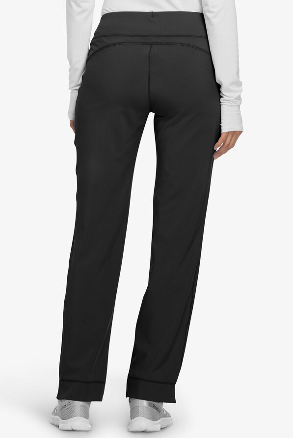 Cherokee Infinity Women's 2-Pocket STRETCH Rib-Knit Waist Drawstring Scrub Pants - Petite - Black - 2
