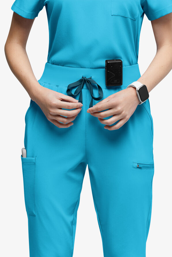 Easy STRETCH Olivia Women's 7-Pocket Slim Leg Jogger Scrub Pants - Tall - Turquoise - 3
