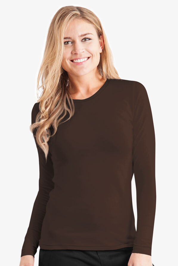 Healing Hands Melissa Women's STRETCH Long Sleeve Knit Underscrub - Dark Chocolate - 2
