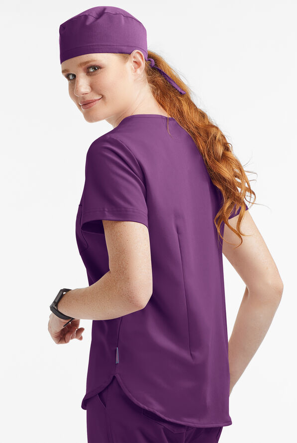 Blusa m&eacute;dica MOVEMENT by Butter-Soft Ceti con cuello en V y 1 bolsillo para mujer - Eggplant - 3