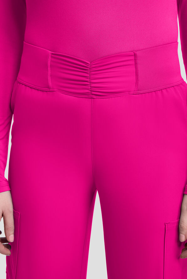 Med Couture Insight Women's 5-Pocket Ruched High Waisted Wide Leg Cargo Scrub Pant - Aurora Berryalis - 3