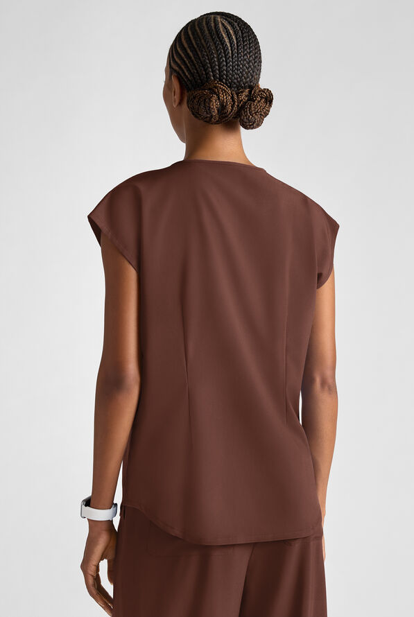 Easy STRETCH Women's Dolman Sleeve Crew Neck Scrub Top - Double Espresso - 5
