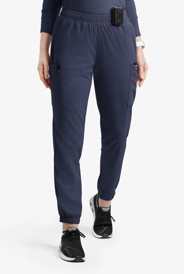 Butter-Soft Originals Women's 7-Pocket Tapered Jogger Cargo Scrub Pants - Navy - 1
