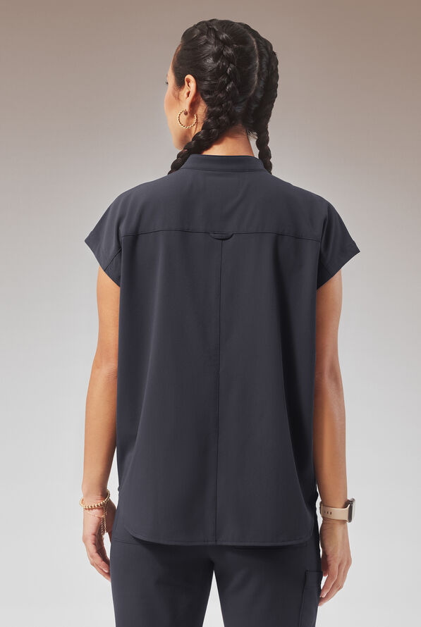 Hypothesis (RED) Meta Oversized Women's 2-Pocket STRETCH Dolman Sleeve Scrub Top - Pewter - 4