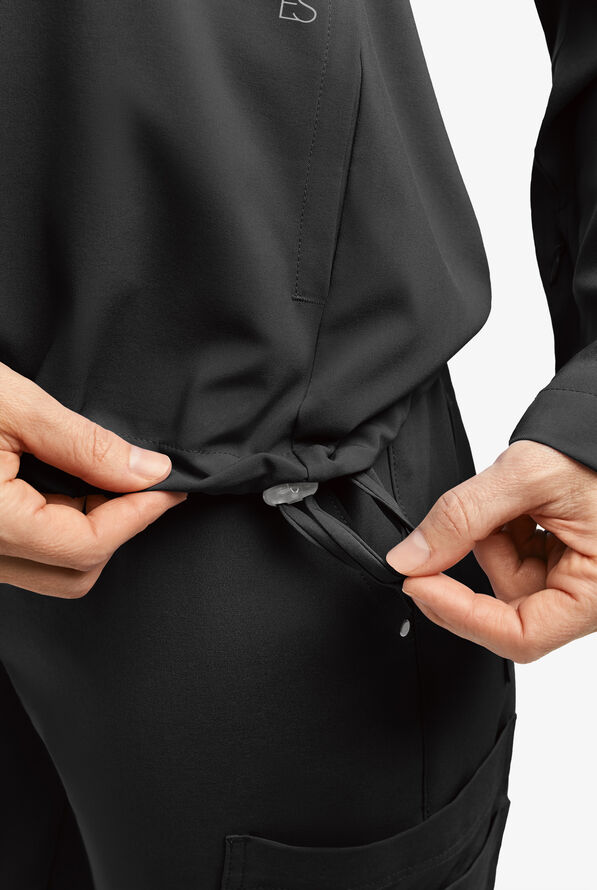 Easy STRETCH Selena Women's 5-Pocket Long Sleeve Zip-Front Scrub Hoodie - Onyx Black - 3