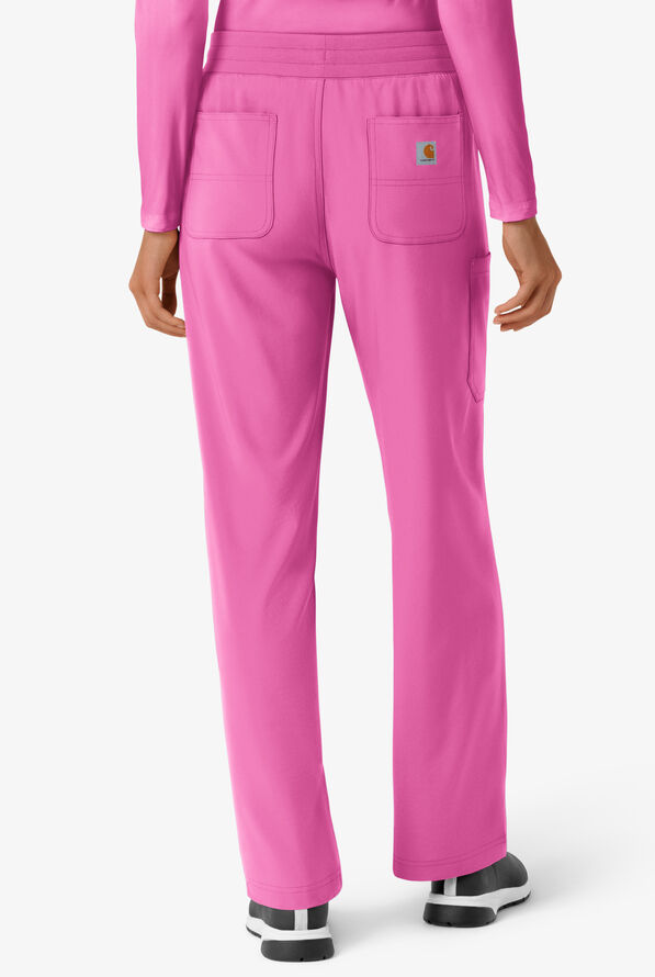 Carhartt Cross-Flex Force Boot Cut Women's 6-Pocket STRETCH Convertible Drawstring Cargo Scrub Pants - Electric Fuchsia - 2