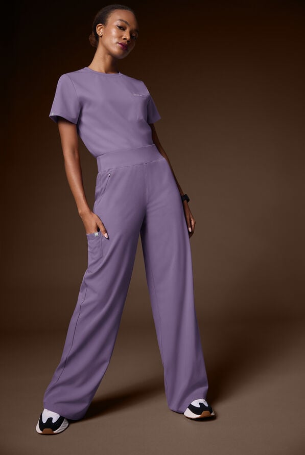 Pantal&oacute;n m&eacute;dico Hypothesis Y-Band estilo yoga con piernas anchas y 6 bolsillos para mujer - Purple Dusk - 6
