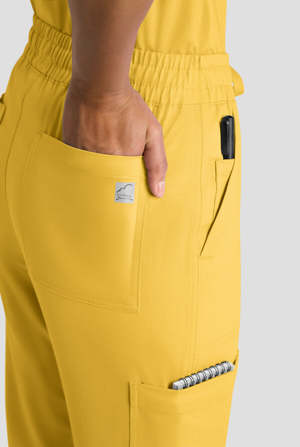 Butter-Soft STRETCH FLXTEK+ Women's 8-Pocket Straight Leg Cargo Scrub Pants - Petite - Warm Sun - 4
