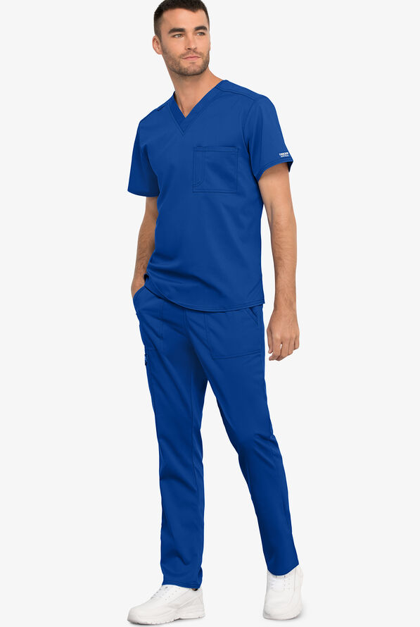 Cherokee Workwear Revolution Unisex 1-Pocket STRETCH V-Neck Scrub Top - Royal - 2