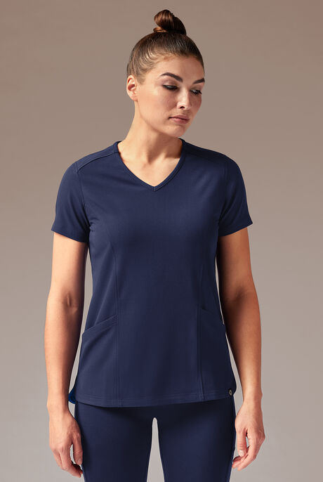 Blusa médica Hypothesis Meta-Base 2 con cuello en V y 2 bolsillos para mujer