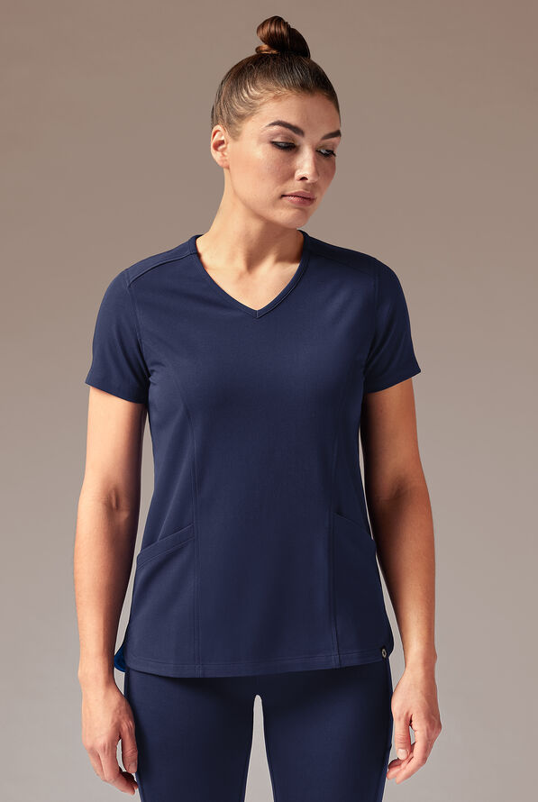 Hypothesis Meta-Base 2 Women’s 2-Pocket V-Neck Scrub Top - Navy - 1