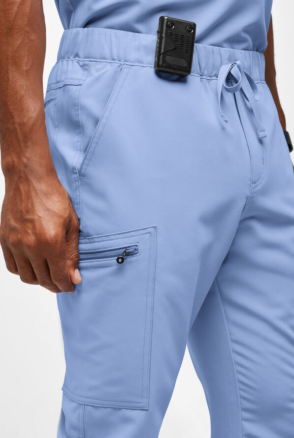 Pantal&oacute;n m&eacute;dico Movement by Butter-Soft STRETCH estilo cargo con 8 bolsillos para hombre - Ceil Blue - 3