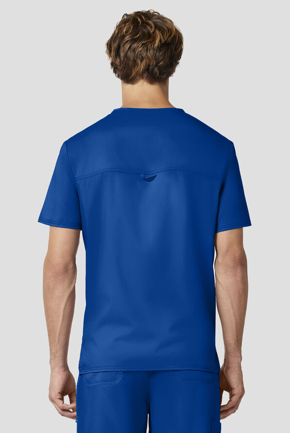 Cherokee Workwear Revolution Men's 1-Pocket STRETCH V-Neck Scrub Top - Royal - 3