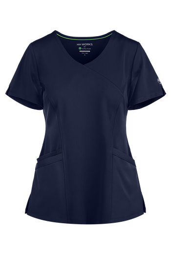 HH Works by Healing Hands Madison Women's 4-Pocket STRETCH Mock Wrap Scrub Top