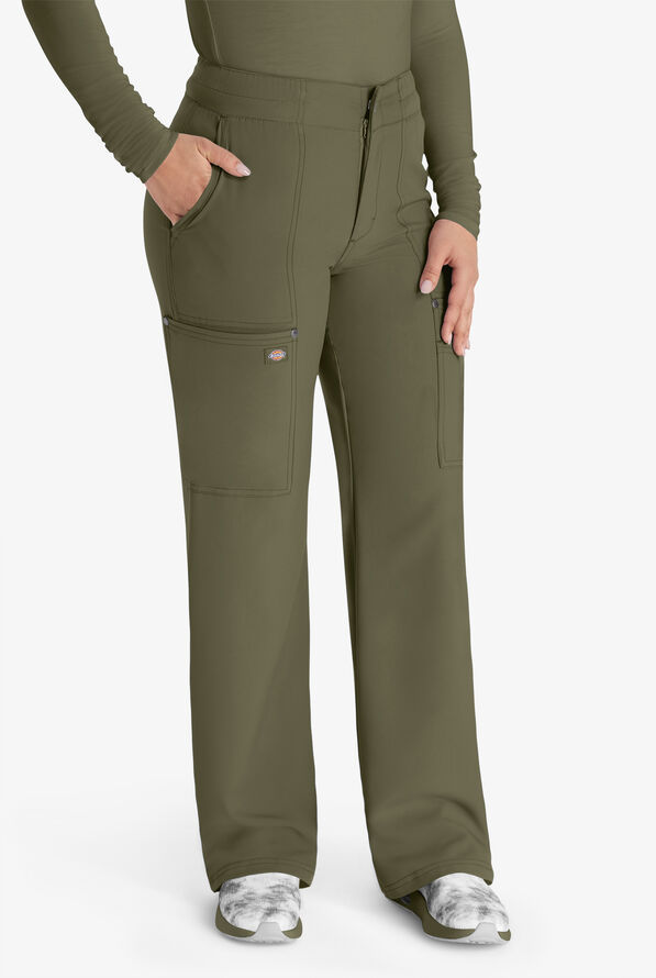 Dickies EDS NXT Women's 5-Pocket Straight Leg Cargo Scrub Pants - Olive - 1
