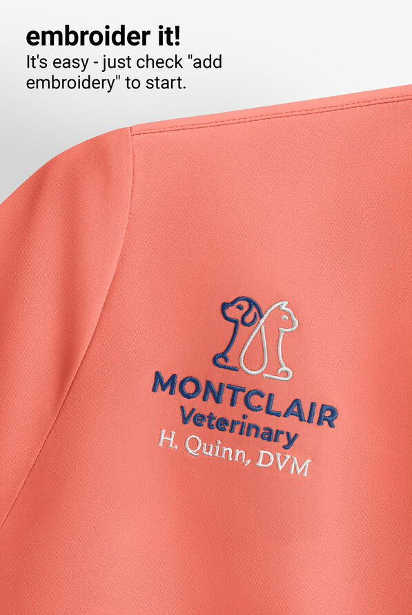 koi Basics Becca Women's 4-Pocket STRETCH V-Neck Scrub Top - Coral - 4