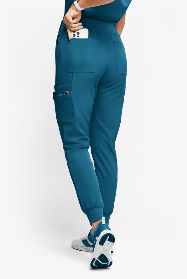 Pantalón médico WhisperLite YARA estilo cargo jogger con 10 bolsillos para mujer - Caribbean Blue - 3