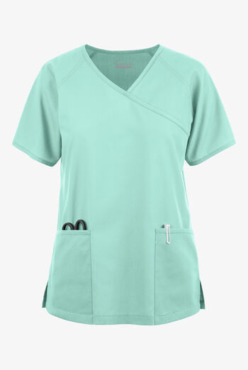 Butter-Soft Originals Women's 3-Pocket Mock Wrap Raglan Sleeve Scrub Top