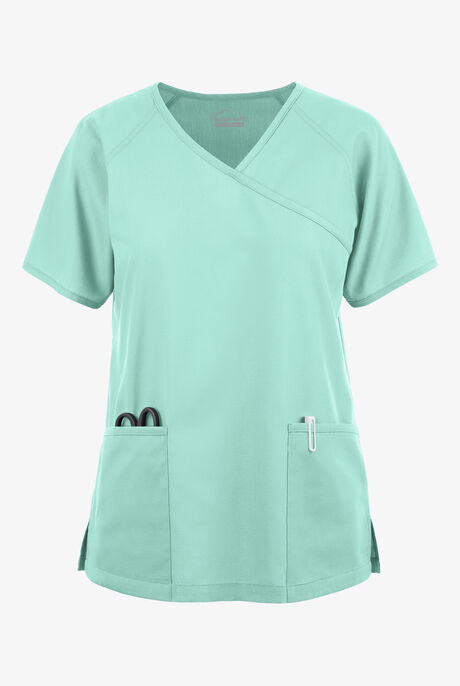Butter-Soft Originals Women's 3-Pocket Mock Wrap Raglan Sleeve Scrub Top