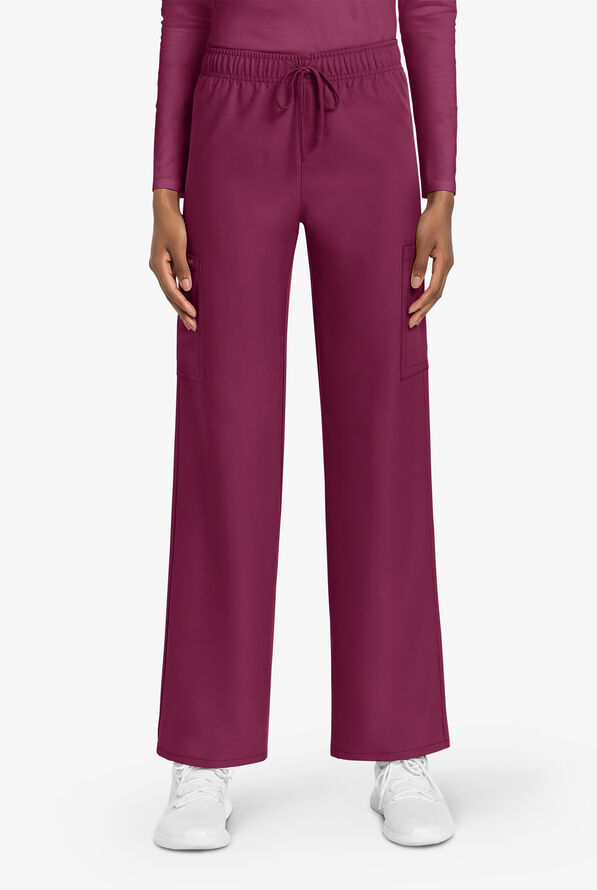 Cherokee Workwear Originals Ultra Unisex 3-Pocket Drawstring Straight Leg Scrub Pants - Wine - 2