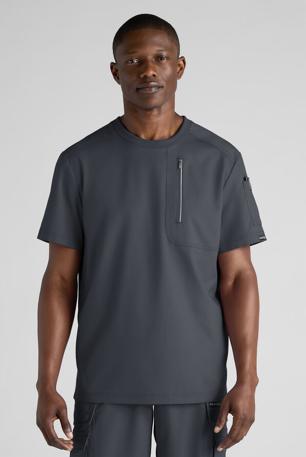 Advantage STRETCH Men's 3-Pocket Crew Neck Scrub Top - Pewter - 1