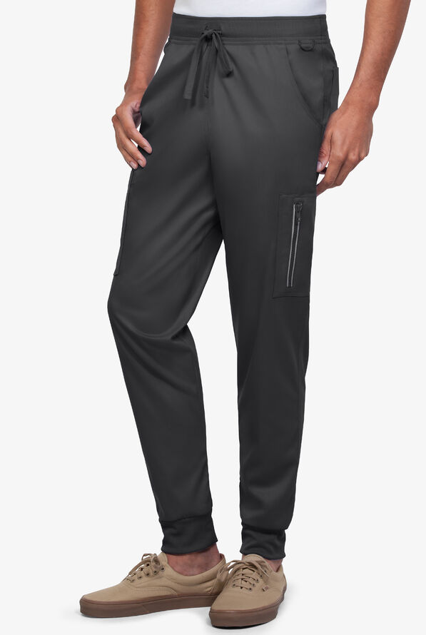 Advantage STRETCH Men's 9-Pocket Knit Waistband Jogger Scrub Pants - Pewter - 1