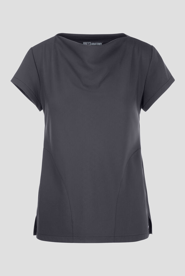 Blusa médica Grey's Anatomy™ by Barco Spandex Marisol STRETCH con cuello desbocado y mangas casquillo para mujer - Steel Gray - 1