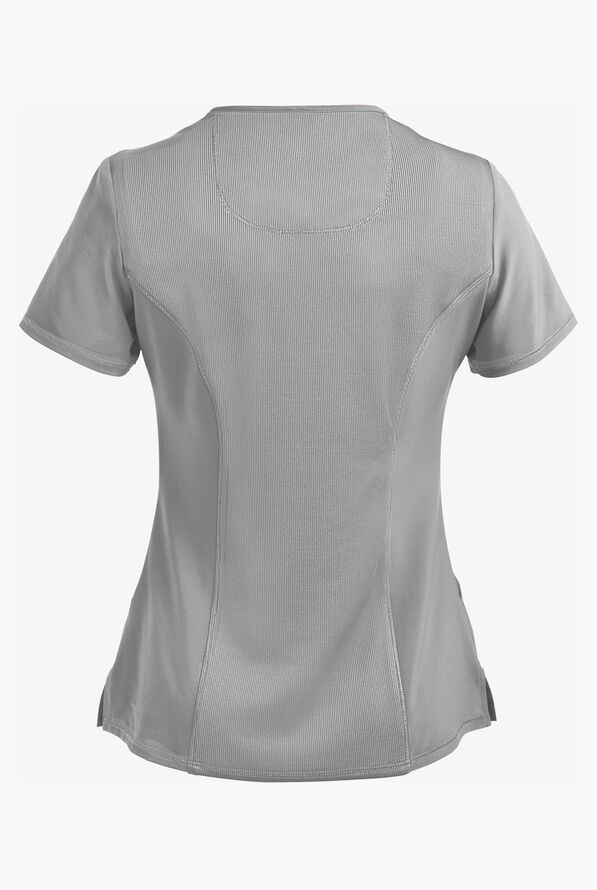 Infinity Women's 4-Pocket STRETCH Mock Wrap Scrub Top - Grey - 3