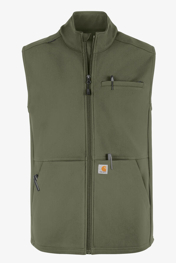 Carhartt Force Rugged Men's 6-Pocket Bonded Fleece Utility Zip Front Scrub Vest - Olive - 3