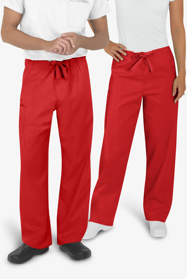 UA Best Buy Scrubs Unisex 3-Pocket Drawstring Pant - Red - 2