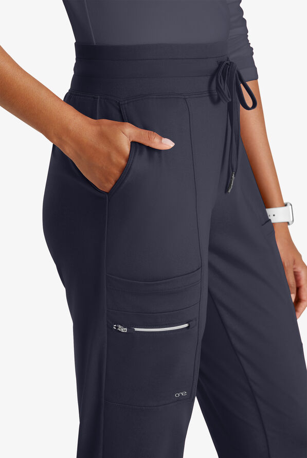 Barco One Performance Knit Pro Women's 5-Pocket STRETCH Cargo Jogger Scrub Pant - Steel Gray - 2