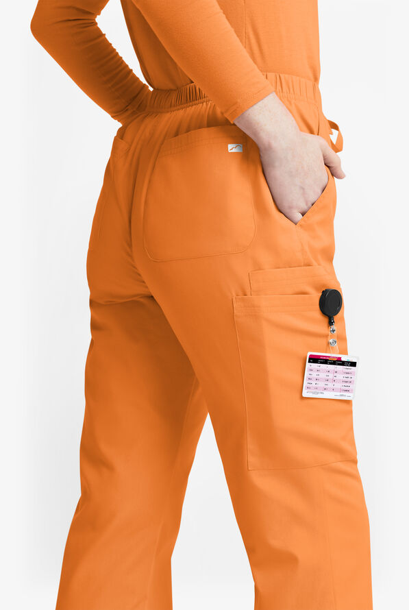 Butter-Soft Originals Women's 6-Pocket Mid Rise Flare Leg Scrub Pants - Tall - Apricot Crush - 3