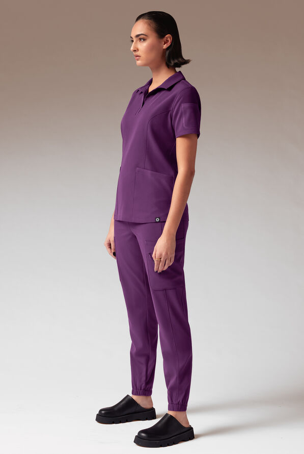 Camiseta médica estilo polo Hypothesis A-S All Situation con 3 bolsillos para mujer - Eggplant - 2
