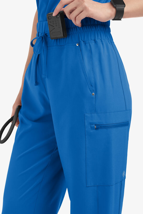 Easy STRETCH Ellie Women's 5-Pocket High Waisted Wide Leg Scrub Pants - Tall - Royal - 2