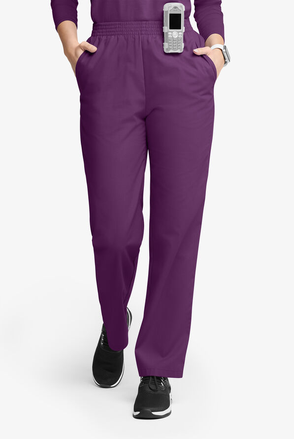 Butter-Soft Originals Women's 2-Pocket High Waisted Straight Leg Scrub Pants - Eggplant - 1