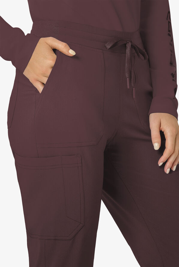 Carhartt Cross-Flex Force Women's 8-Pocket STRETCH Knit Cuff Cargo Jogger Scrub Pants - Petite - Dark Sepia - 3