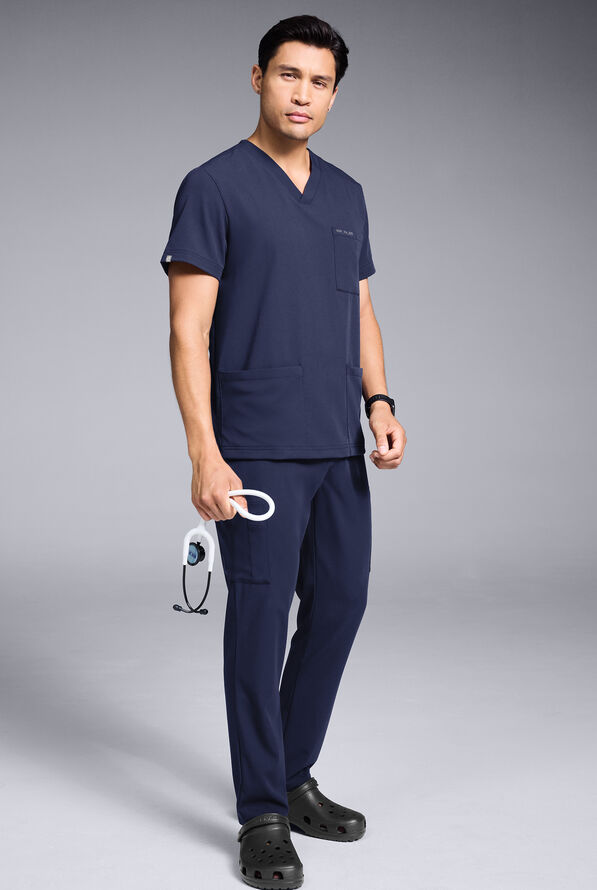 Hypothesis S-R Shift Ready Men's 4-Pocket V-Neck Scrub Top - Navy - 2