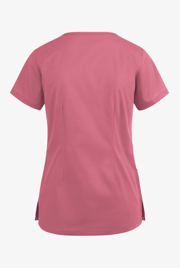 Blusa m&eacute;dica UA Butter-Soft STRETCH estilo cruzado con cuello en V y 3 bolsillos para mujer - Tea Rose - 4
