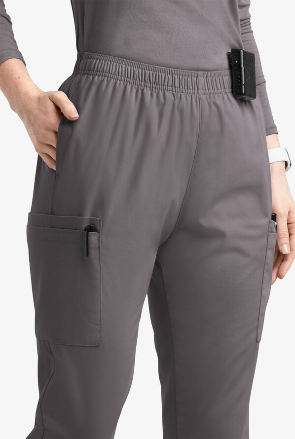 Butter-Soft Originals Women's 7-Pocket Tapered Jogger Cargo Scrub Pants - Grey Stone - 2