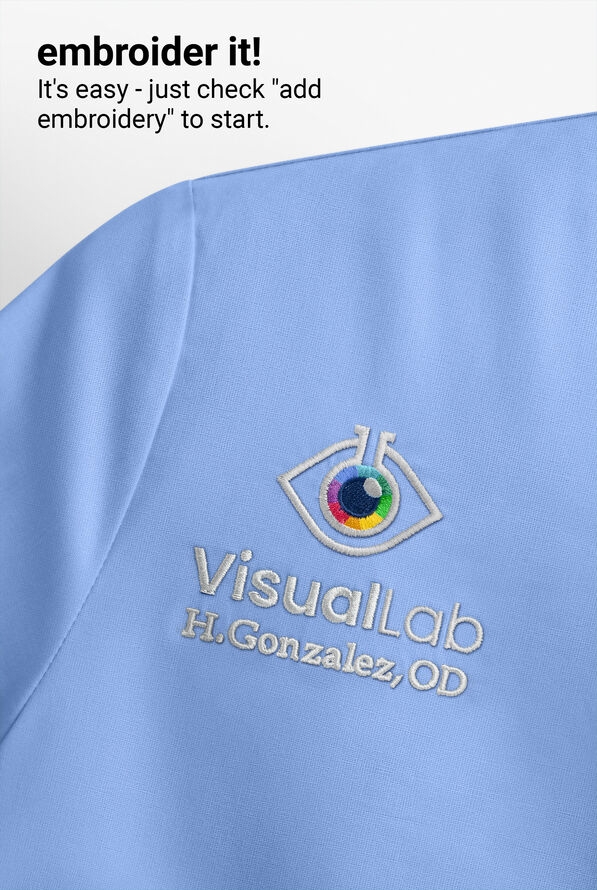 Blusa m&eacute;dica Butter-Soft Originals con cuello mao y 6 bolsillos para mujer - Ceil Blue - 5