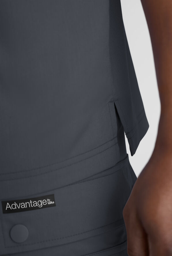 Advantage STRETCH Men's 3-Pocket Crew Neck Scrub Top - Pewter - 4