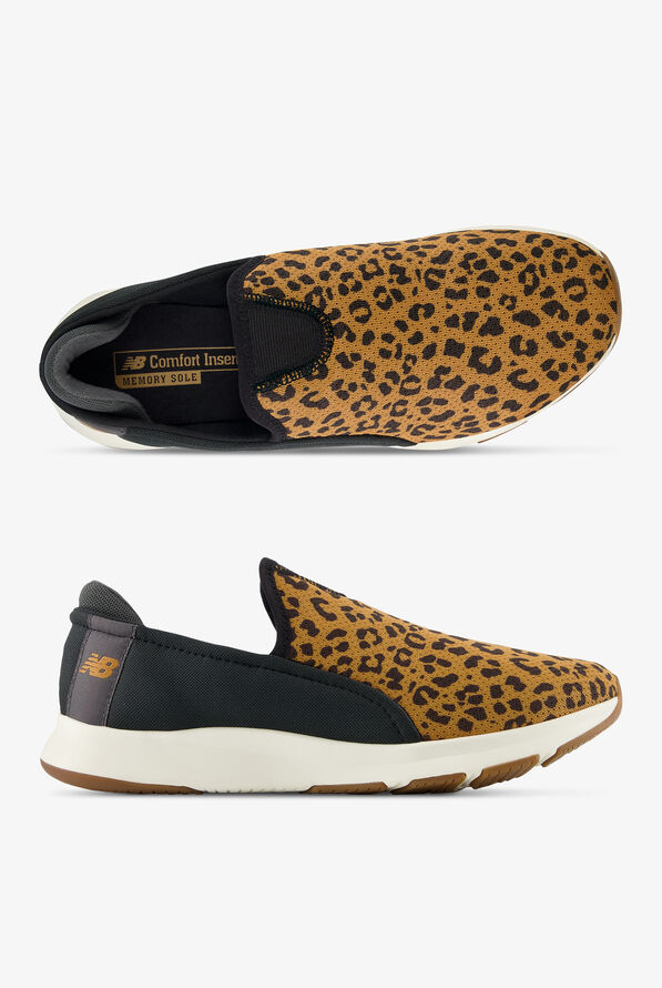 New Balance Women's Nergize Black/Animal Print Athletic Slip On