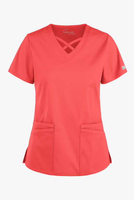 Butter-Soft STRETCH Women's 4-Pocket Crisscross Scrub Top