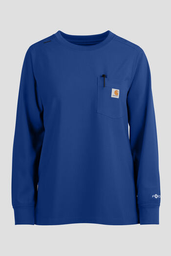 Carhartt Cross-Flex Force Women's 1-Pocket STRETCH Knit Trim Long Sleeve Crew Neck Scrub Top