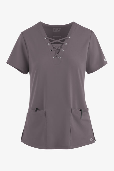 Easy STRETCH Gisele Women's 4-Pocket Lace Up V-Neck Scrub Top