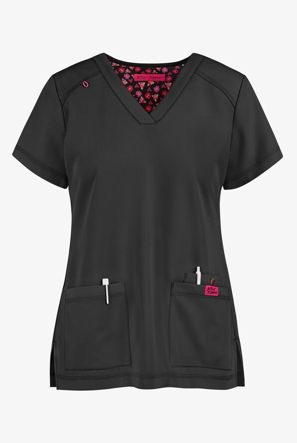 Betsey Johnson Freesia V Neck Scrub Top, Stretch Scrubs